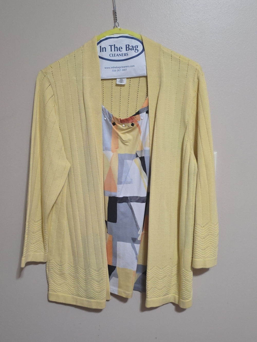 Alfred Dunner Light Yellow Open-Front Women's Cardigan